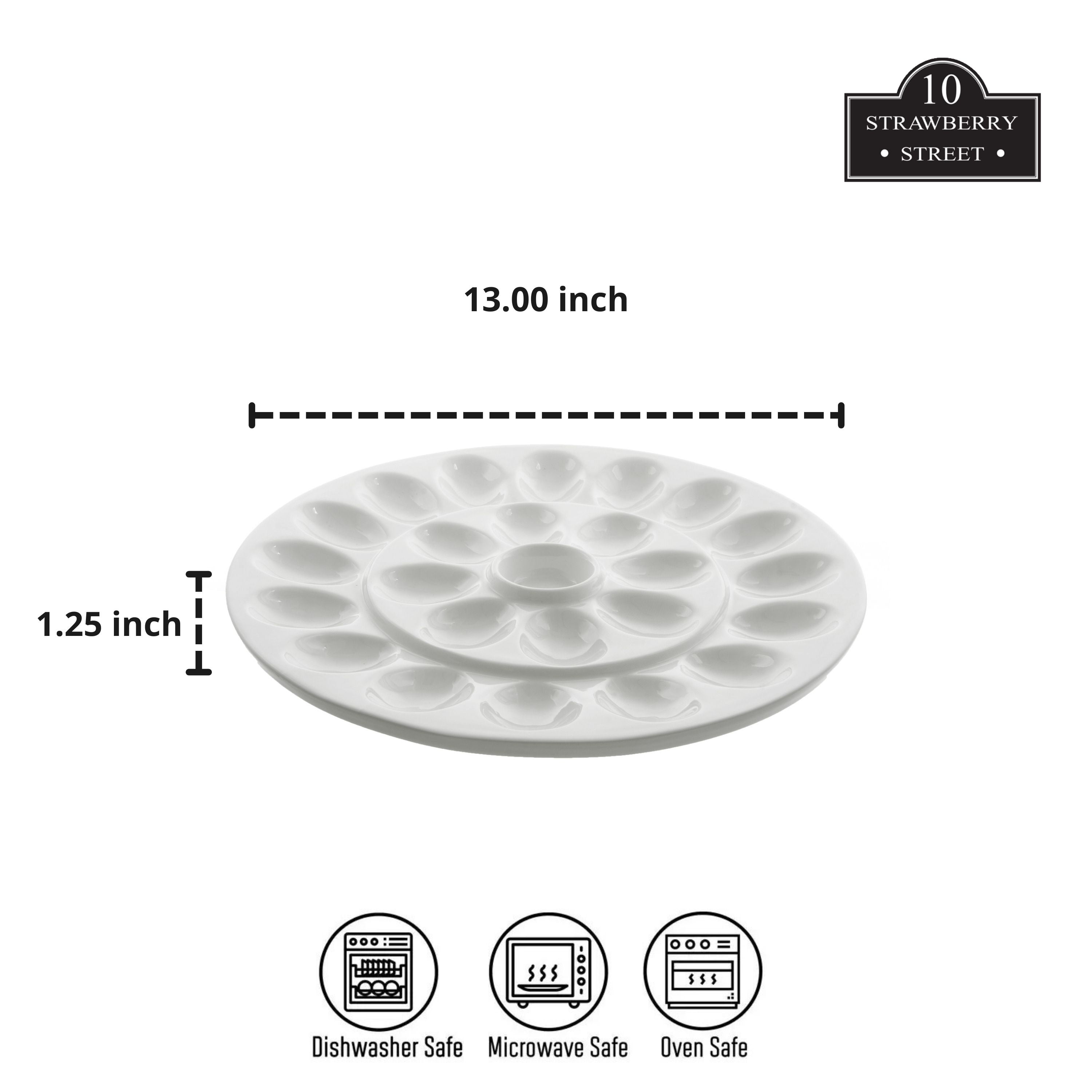 10 Strawberry Street Whittier Egg Platter, White