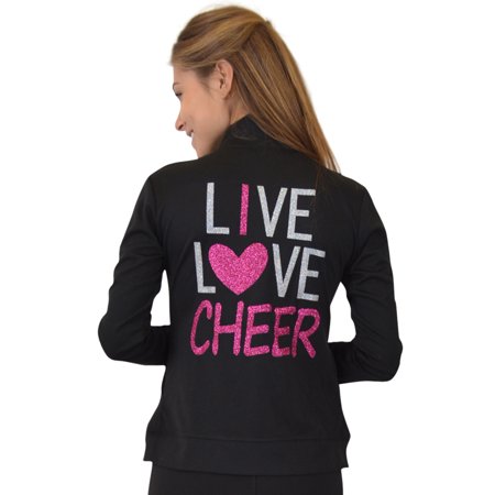 Rayon Coat - Women's Rayon Live Love Cheer Warm Up Jacket - Small (0-2) / Black