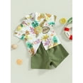 thumbnail image 4 of Toddler Baby Boy Hawaiian Outfit 6M 12M 18M 24M 3Y 4Y Short Sets Short Sleeve Button Down Shirt Elastic Waist Shorts Clothes, 4 of 9