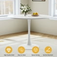 thumbnail image 5 of Round Dining Table Set for 4, 31.5" White All-Metal Tulip Pedestal Table with 4 Blue Velvet Upholstered Chairs for Dining Room, Coffee, Small Spaces, Apartment, White, 5 of 7