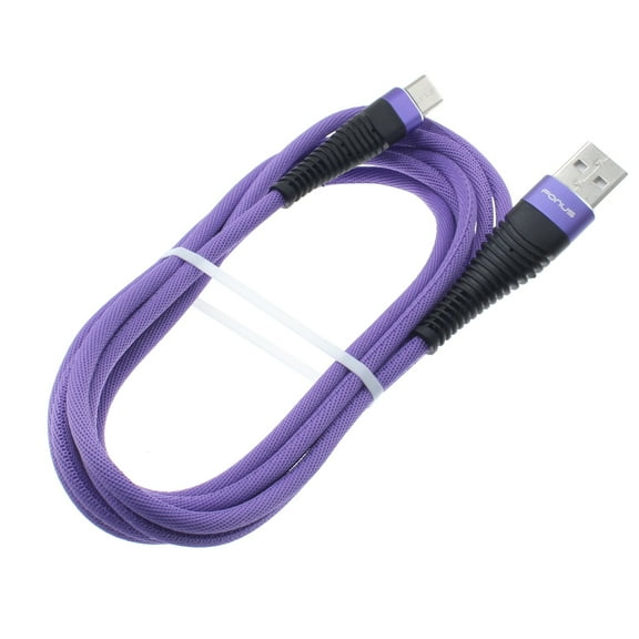 Purple 10ft USB Cable for Moto G Power (2022) Phone - Type-C Charger Cord Power Wire USB-C Long Q4R Compatible With Motorola Moto G Power (2022)
