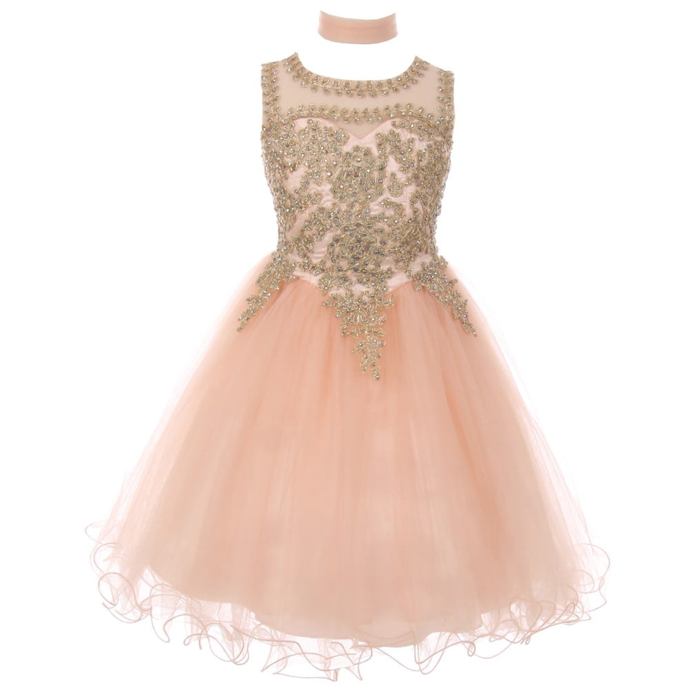 blush and gold flower girl dresses
