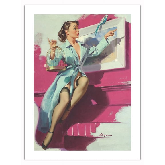 Pretty Cagey - Vintage Pin Up Girl Print by Gil Elvgren c.1953 - Fine Art Matte Paper Print (Unframed) 18x24in