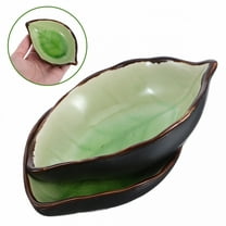 ACDANC 2 Pcs Ceramic Spoon Rest Cute Leaf Shaped Spoon Holder Cooking Utensil Rest Spatula Rest For Kitchen Countertop Stovetop Light Green