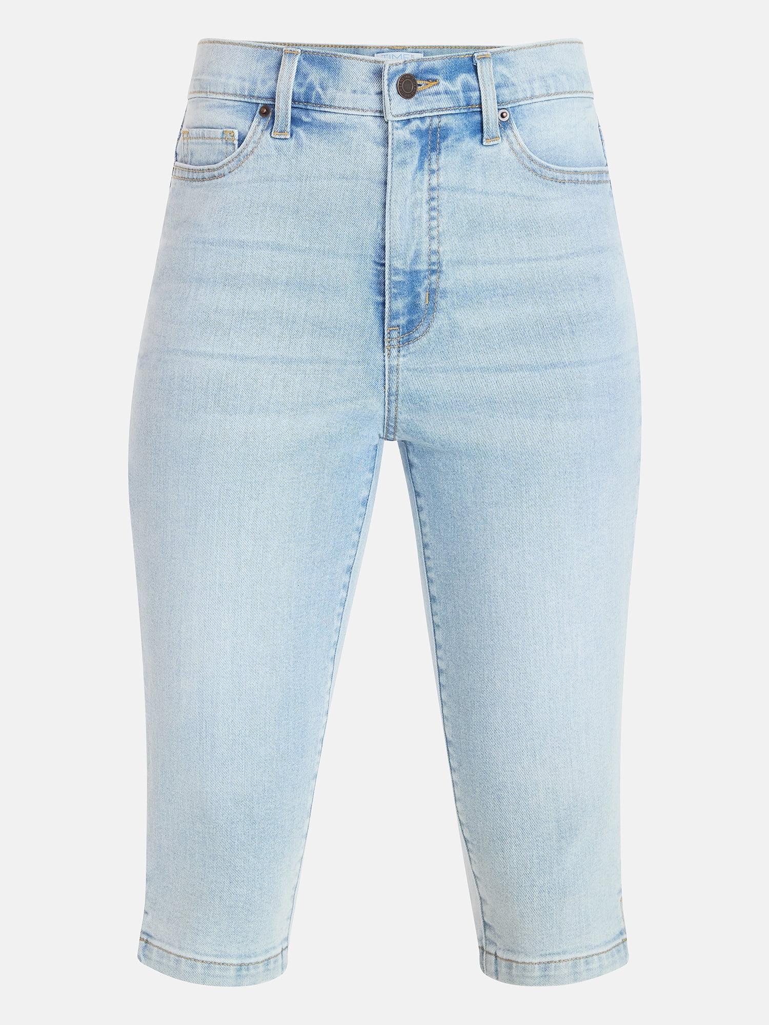 Time and Tru Women's Mid Rise Stretch Denim Capri Pants, 16.5" Inseam, Sizes 0-20