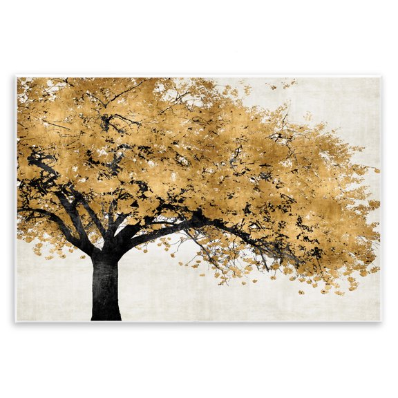 Stupell Industries Contemporary Traditional Tree with Autumn Leaves over Neutral Wall Plaque Art, 19 x 13, by Kate Bennett