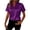 Purple, variant on V Neck Short Sleeve Shirts for Women Satin Blouses Business Casual Tops Button Up