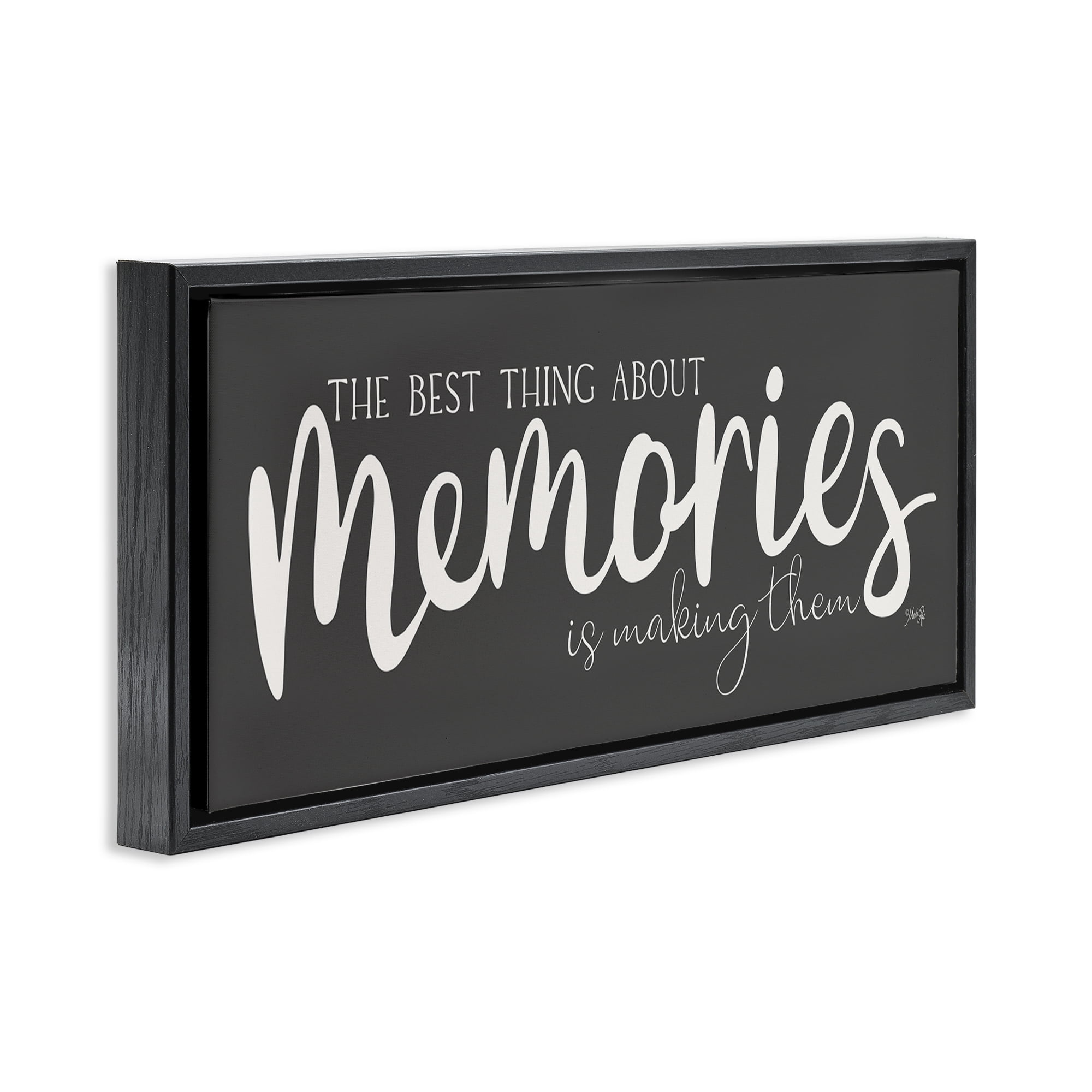 Stupell Industries Making Memories Sentiment Text & Numbers Painting Black Floater Framed Canvas Art Print Wall Art, 31 x 14
