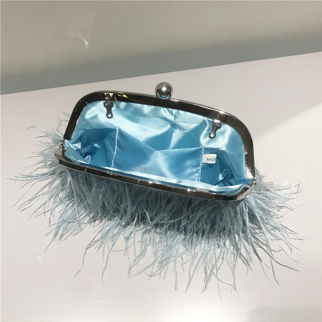 3 Color Feather Clutch Evening Handbag for Women Girl Ladies Party Dress Gifts