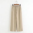 thumbnail image 7 of Women's Cotton Linen Drawstring Pants with Pockets, Elastic Mid Waisted Loose Fit Pants for Women, Soft Relaxed Casual Breathable Capris, Lounge Wear, Beach Summer, Cropped, 7 of 7