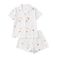 thumbnail image 2 of FASHOFT Girls Halloween Pajamas Set 2 Piece Ghost Pumpkin Print Button up Shirts and Shorts Pj Cute Silk Satin Sleepwear Loung Sets White 7-8 Years, 2 of 9