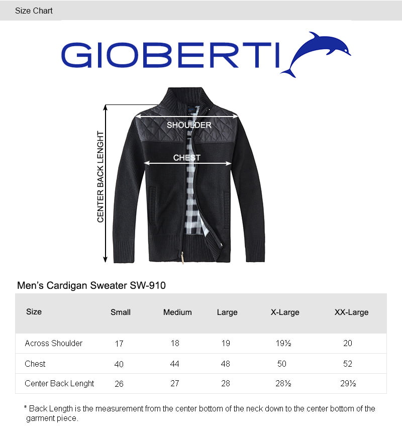 Gioberti Mens Knitted Regular Fit Full Zip Cardigan Sweater with Soft Brushed Flannel Lining