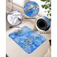 thumbnail image 5 of Blue Christmas Dish Drying Mat for Kitchen Counter, Absorbent Quick Dry Coffee Bar Mat Pad Thin Diatomaceous Sink Mat, Xmas Snowflake Watercolor Non Slip Dish Drainer Mat 16x18, 5 of 6