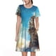 thumbnail image 1 of Balery Blue Sky Winged Cat Vestidos sueltos de manga corta para mujer, vestidos de verano 2025, vestidos casuales de corte A con vuelo., 1 of 6