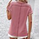thumbnail image 5 of Fiudx Ofertas Flash Del Día Solo En Línea Top de Cuello Redondo de Manga Corta con Diseño de Costura Exterior de Color Sólido a La Moda Informal para Mujer, 5 of 6
