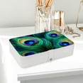 thumbnail image 6 of Peacock Feathers Elegant PU Leather Jewelry Organizer Box with Removable Compartment - Portable Earring Organizer, 6 of 6