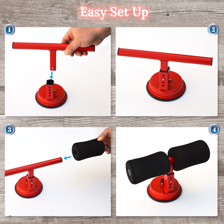 Sit Up Machine Per Addominali – Attrezzo Con Doppia Ventosa, Manico Imbottito E Barra Regolabile, Per Casa E Palestra, Stabile E Antiscivolo