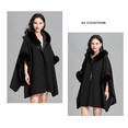 thumbnail image 5 of Women's Luxury Batwing Sleeve Faux Fur Hooded Cloak Poncho Sweater Cape, 5 of 6
