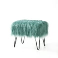 thumbnail image 4 of HOME SOFT THINGS OTOMAN/TABURETE DE PELO SINTÉTICO MONGOL, REPOSAPIÉS TAPIZADO, PATAS DE METAL NEGRO Y ASIENTO ACOLCHADO. 48x33x43CM, AZUL ACEITE., 4 of 5