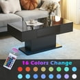 thumbnail image 5 of Hassch Modern High Gloss Coffee Table with 16 Colors LED Lights, Rectangular Coffee Table with Remote Control for Living Room, Black, 5 of 9
