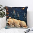 thumbnail image 4 of Fuzoiu Starry Sky Sleep White Bear Print Square Pillow Cover,Hidden Zipper Design,Luxury Square Pillow Case, Throw Pillow,Couch Cushion-16"x16", 4 of 7