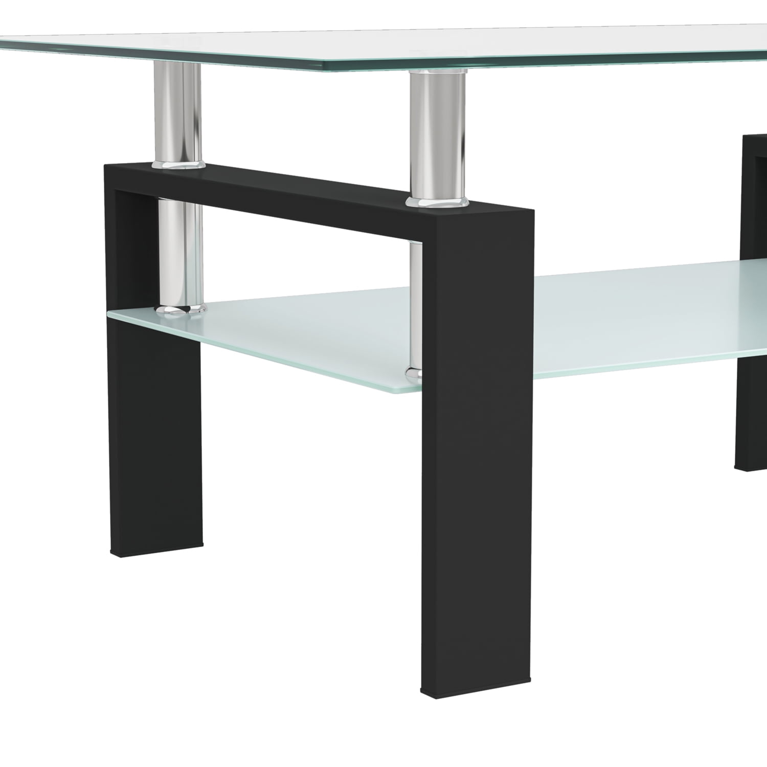 Kadyn Rectangular Glass Coffee Table, Wood Tempered Glass Top Coffee Table Rectangular W/ Shelf Home Furniture, Center Table Sofa Table Home Furniture for Living Room, Black Kadyn Rectangular Glass Coffee Table, Wood Tempered Glass Top Coffee Table Rectangular W/ Shelf Home Furniture, Center Table Sofa Table Home Furniture for Living Room, Black