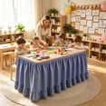 thumbnail image 2 of 75x180cm Navy Pleated Ruffled Teacher Desk Skirt Washable Table Cover For Back To School Classroom Kitchen Party Cabinet Decoration, 2 of 4