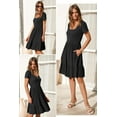 thumbnail image 4 of Newshows Womens 2024 Summer Dress Short Sleeve Square Neck Dresses Casual Beach Vacation A-Line Ruffle Sundress with Pockets, 4 of 6
