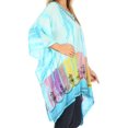 thumbnail image 4 of Sakkas Eliana Wide Long Tall Embroidered Tie Dye Ombre Batik Poncho Top Blouse - Turquoise - One Size, 4 of 5