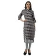 thumbnail image 3 of Moomaya Kurta Tunique à Ourlet Droit Imprimée pour Femmes, Kurti à Col Mandarin, Tenue d'Été, 3 of 6