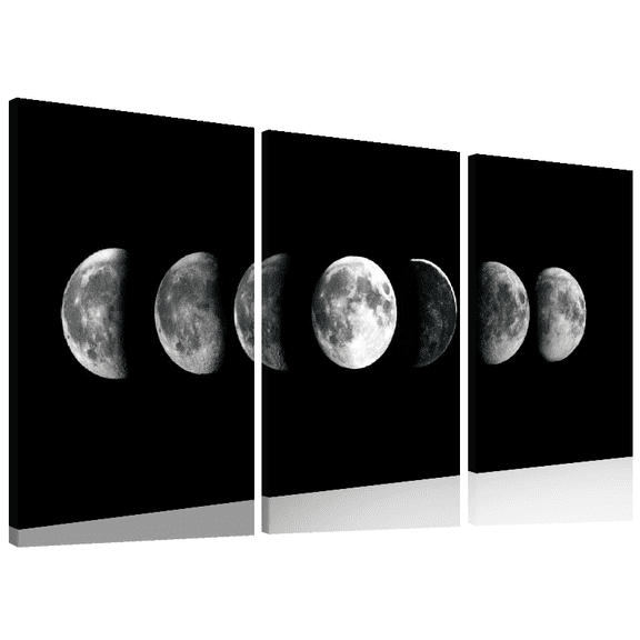 2D Flat, 3pcs Canvas Triptych, Art Canvas Print Poster, Moon Phase Canvas Wall Art, Artwork Wall Painting For Bathroom Bedroom Office Living Room Wall Decor, Home Decoration, No Frame
