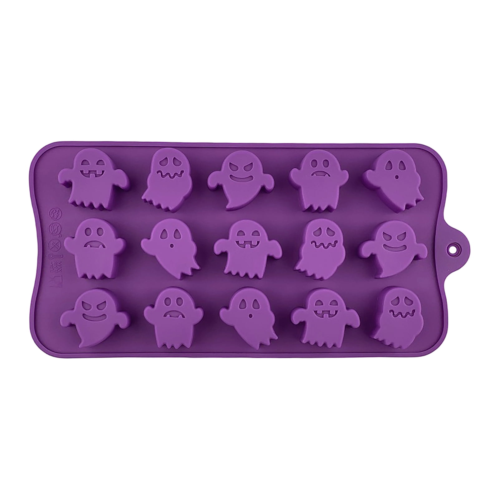 2026 New Halloween Chocolate Silicone Molds 15 Cavities Ghost Shaped Non‑Stick Candy Making Tray Baking Mold for DIY Chocolate Fondant Candy Cake Topper for Halloween Holiday Baking Projects