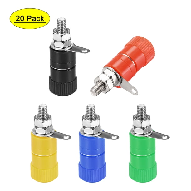 Conector de terminal de altavoz Uxcell de 4mm, poste de conexión banana, 5 colores, paquete de 20