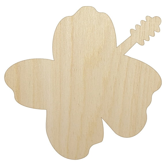 Hibiscus Hawaii Tropical Flower Solid Wood Shape Unfinished Piece Cutout Craft DIY Projects - 4.70 Inch Size - 1/8 Inch Thick