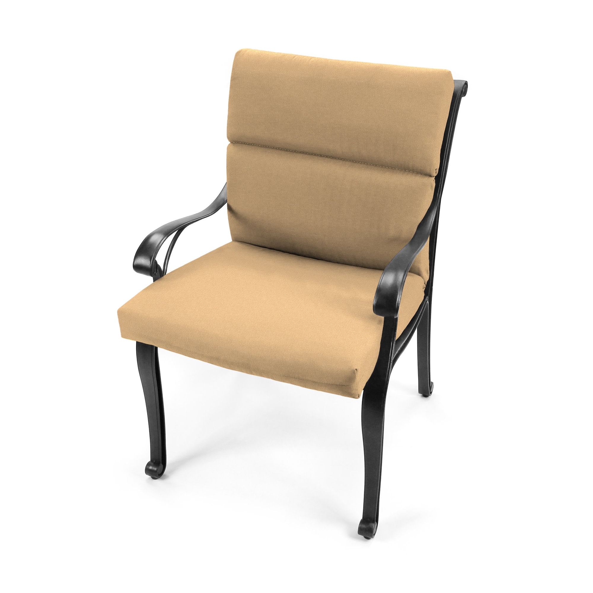 Jordan Manufacturing 44" x 22" Rave Birch Tan Solid Rectangular Outdoor Chair Cushion with Ties and Hanger Loop (2 Pack)