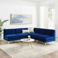thumbnail image 3 of Modway Triumph 5-Piece Channel Performance Velvet Tufted Sectional Sofa in Navy, 3 of 10