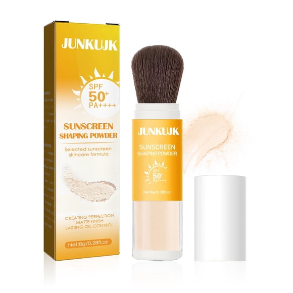 Maquillaje en polvo fijador con protector solar mineral SPF 50+ PA++++ Polvo de brocha translúcido ligero y transpirable para toda la piel Corrector mate de control de aceite de larga duración