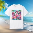 thumbnail image 2 of Summer Flamingos Cheering Palms Beach Unique Unisex Garment-Dyed T-shirt, 2 of 8