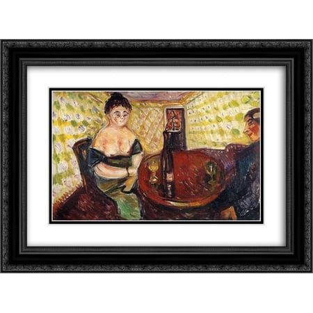 Edvard Munch 2x Matted 24x20 Black Ornate Framed Art Print 'Brothel Scene. Zum sussen Madel'