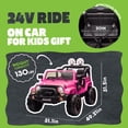 thumbnail image 5 of Xuanlur 24V Ride on Toys for Big Kids w/Width 2 Seat, Ride on Truck w/ Remote Control, Kids Electric Car for Kids, Rear Suspension, Portable Pull Rod, Light, Trunk Storage, Bluetooth, 2.5-4 MPH, Pink, 5 of 7