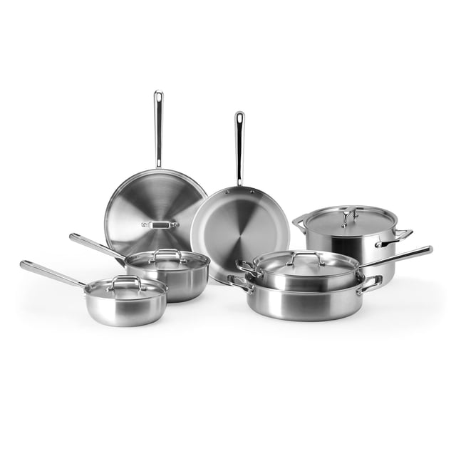 Misen - Juego de utensilios de cocina de acero inoxidable de 5 capas, versátil, apto para lavaplatos, juego de 9 piezas, sartén de 10 pulgadas, sartén de 12 pulgadas, sartén de 3 cuartos de galón y