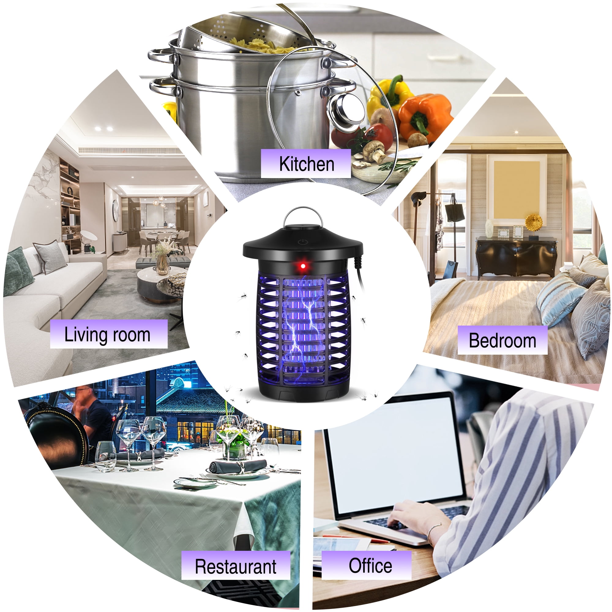 Bug Zapper Indoors Outdoor, 20W Light & 4000V Mosquito Zapper, Insect Zapper Electric Fly Traps, Fly Killer Fly Zapper for Home, Patio, Kitchen, Backyard, Camping