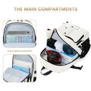 Travel Backpack for Men and Women, Water Resistant College Bookbag, Lightweight School Carry On Back Pack,white