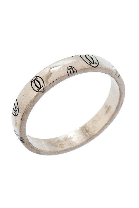 Pre-Owned Cartier Happy Birthday Ring, 18K White Gold, Size 62, Men's