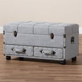 thumbnail image 3 of Baxton Studio Flynn Ottoman Coffre de Rangement à 2 Tiroirs Gris Rembourré, 3 of 12