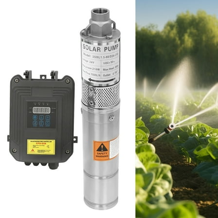 DC Deep Bore Well Solar Water Pump 24V 210W Submersible Pump MPPT Controller Kit for Well Water Extraction, Farmland Irrigation