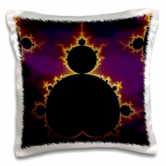 3drose, Mandelbrot Fractal in the Colors of Purple Golden Yellow Blue., 16x16 inch Pillow Case