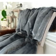 thumbnail image 2 of Thomas Collection Luxury Tissavel Blue Amber Faux Fur Throw Blanket - 16441, 2 of 4