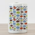 thumbnail image 3 of Sport Ceramic Toothbrush Holder, Sports Balls Pattern Abstract Basketball Football Volleyball Tennis Colorful Elements, Decorative Versatile Countertop for Bathroom, 4.5" X 2.7", Multicolor, 3 of 4