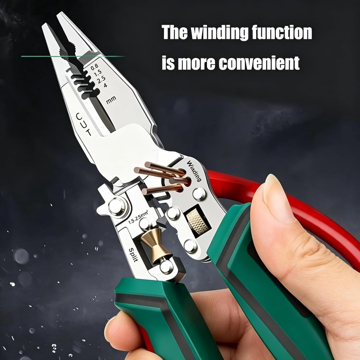 WEERSHUN 8-in-1 Wire Stripper Tool, Stainless Steel Electrical Pliers with Voltage Tester, Heavy Duty Crimper & Cutter for Home DIY & Industrial (k)